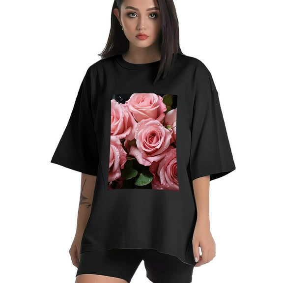 Plus Size Shirt for Women Black Tops for Women Short Sleeves Shirt for Women Valentine's Day (38) T Shirt Crewneck Shirt for Women XS