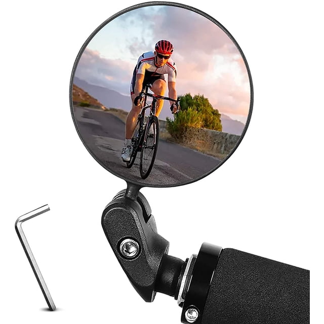 Espejo retrovisor para bicicleta, convexo HD, giratorio 360°, ajustable, gran angular, para manillar, color negro, par