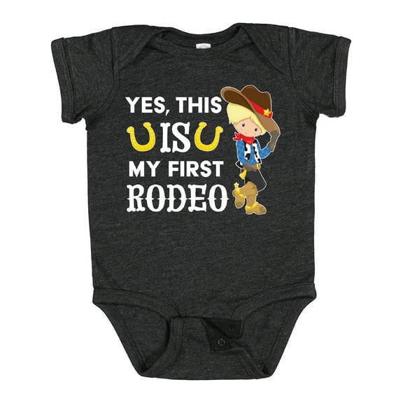 Inktastic Yes, This is My First Rodeo- Cowboy in Hat and Boots Boys Baby Bodysuit
