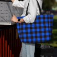 thumbnail image 4 of Wukai Buffalo Plaid Blue Black Print Zipper Bag,large Beach Tote Bag,Waterproof Sandproof Bag,Grocery and Picnic Tote Travel Bag, 4 of 5