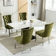 thumbnail image 6 of Velvet Dining Chairs, 2, Olive, Stainless Steel Legs With , Handmade Trim, Sw1701ol Upholstered Chair, Chromed Legs, Solid Wood Construction, Comfortable Foam Cushion, Nailhead 2, 6 of 7