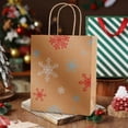 thumbnail image 6 of Eco-Friendly Kraft Paper Gift Bags With Handles for Christmas Gift Packaging, 3 Designs: Snowflake, Bells, Forest; Durable Tote Bags for Hassle-Free Gifting, 6 of 6