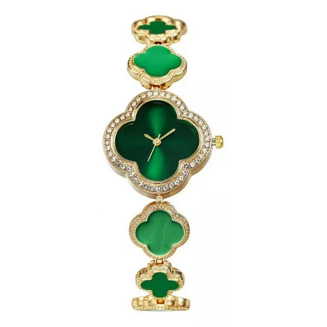 Reloj Impermeable De Cuarzo Con Pulsera De Joyería Verde