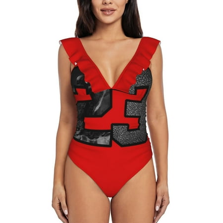 23 To The Hole Stealth Ruffled One-Piece Swimsuit Women Sexy Monokini Swimwear New Beach Bathing Suits Shoes Kicks Sneakers