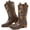 Coffee, variant on Women's Western Cowboy Boots Sunflower Embroidered Mid-Calf Pointed Toe Chunky Heel Cowgirl Boot