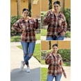 thumbnail image 3 of Zeagoo Flannel Cropped Jacket Wool Blend Shacket Plaid Button Down Shirt Fall Winter Fashion Long Sleeve Coat with Pockets, 3 of 6