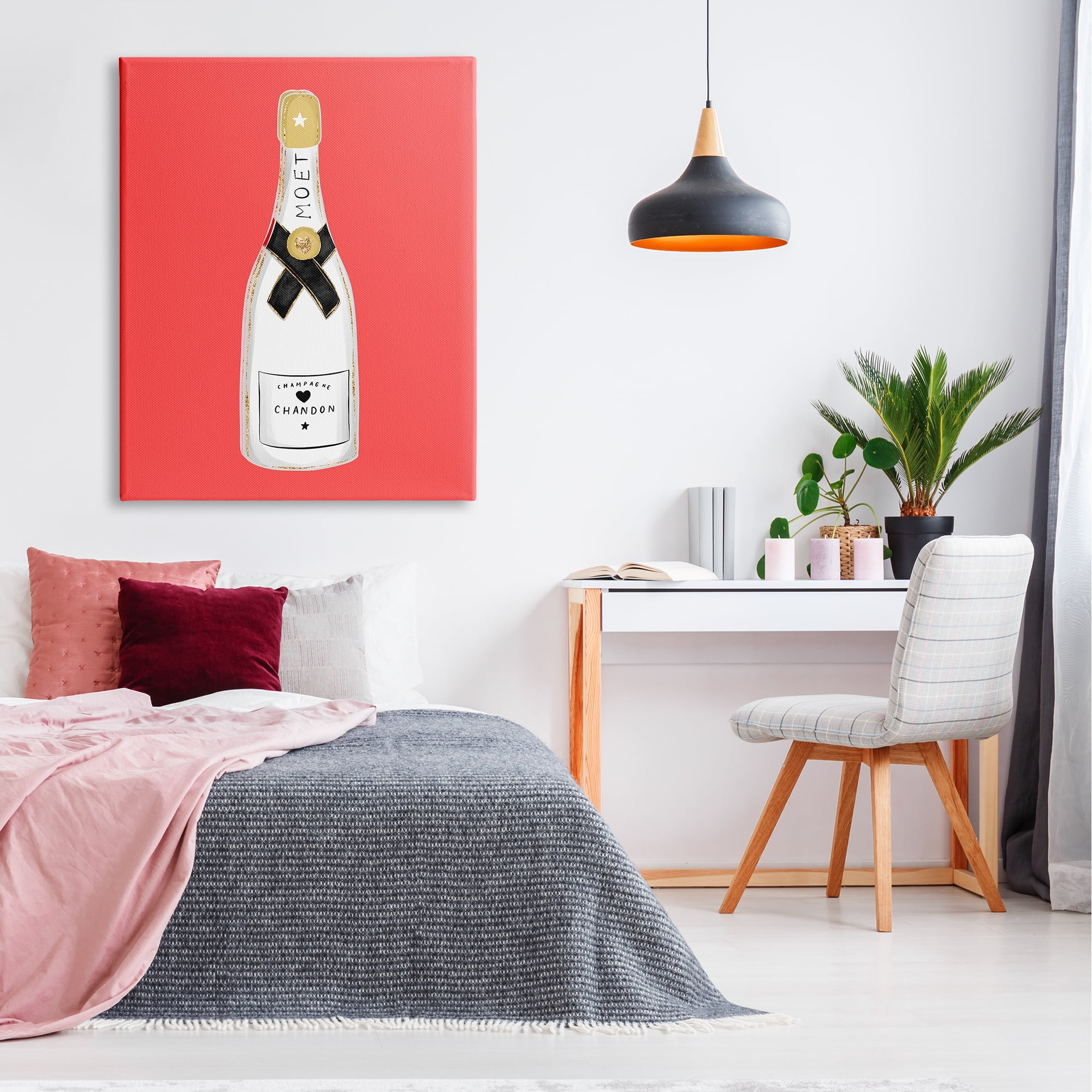 Stupell Industries Champagne on Red Food & Beverage Painting Gallery Wrapped Canvas Art Print Wall Art, 36 x 48