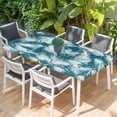 thumbnail image 2 of White Dark Green Marble Table Cloths for 4 Foot Rectangle Tables, Modern Abstract Art Marble Crack Patio Waterproof Elastic Fitted Tablecloths, Washable Rectangular Table Cover for Camping, 2 of 8