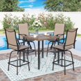 thumbnail image 2 of Sophia & William 4 Pcs Outdoor Swivel Metal Bar Stools Patio Height Textilene Chairs in Brown, 2 of 7