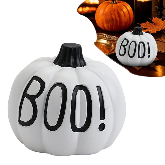 Clearance Halloween Decor Under $6 Halloween Pumpkin Decorations Resin Figurines Black White Orange Pumpkin Statues For Tabletop Garden Shelf Mantel Creepy Holiday Decor Prop For Indoor Outdoor,1PC