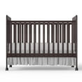 thumbnail image 2 of Baby Convertible Crib 3 In 1, Converts from Baby Crib to Toddler Bed, New Zealand Pinewood Baby Bed with Locking Wheels and Teething Rail, Crib with 4 Height Adjustment and Non Toxic Finish, Espresso, 2 of 9