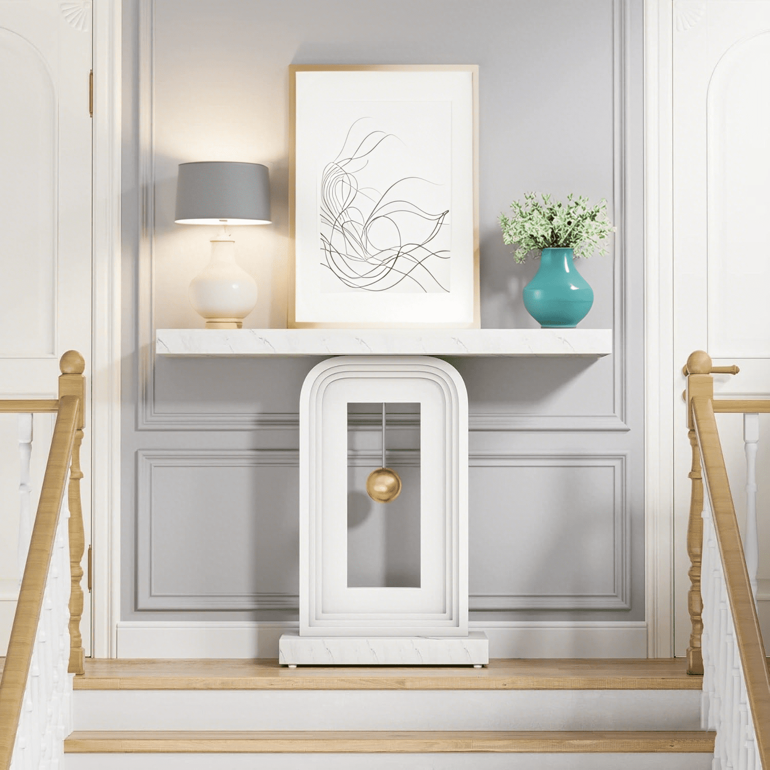 Tribesigns Modern Console Table, 40 Inches Narrow Sofa Entryway Table, Contemporary Wood Accent Table for Living Room Entrance, Faux Marble White