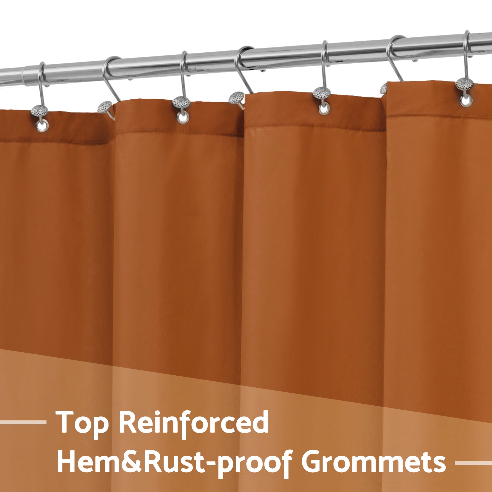 Mrs Awesome Waterproof Fabric Shower Curtain Liner Microfiber with 3 Magnets, Burnt Orange -72"x72"
