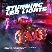 Tecnock Remote Control Car for Kids, 2.4GHz 4WD Gesture Sensing RC Cars - 360° Rotating Double Sided Hand Controlled RC Stunt Car with LED Lights