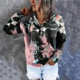 thumbnail image 3 of Women's Button Drawstring Pocket Casual Long Sleeve Tie Dye Gradient Print Hoodie Sweatshirt Tunic Length Sweatshirt Tunic Hoodies Women Long Tunic Hoodies Women up Sweatshirt Thick Womens Hoodies, 3 of 5