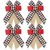 Threetols 4PCS Check Wreath Bows, Black and White Rustic Buffalo Plaid Bows for Wreath Anniversary Bows for Front Door, Red Glitter Heart Decoration Bows for Indoor Outdoor Holiday Wedding Party