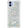thumbnail image 2 of Glitter Clear Sparkly Bling Case for Samsung Galaxy A04E for Women Girls, Flowing Liquid Quicksand Cover with Diamond Ring Holder Case for Samsung Galaxy F04 /M04 /A04E  Silver, 2 of 14