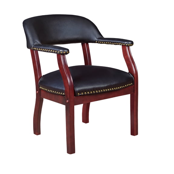 Regency Ivy League Vinyl Captain Chair with Mahogany Wooden Frame