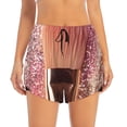 thumbnail image 2 of Balery Makeup Brush on Pink Glitter Pantalones cortos deportivos para mujer con forro y dos bolsillos, elásticos, para entrenamiento, gimnasio, yoga-Medium, 2 of 7