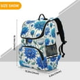 thumbnail image 4 of Flowers and Floral Blue Backpack Big Laptop Backpack Casual Daypack Quilted Large Capacity Large Bookbags, 4 of 7