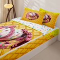 thumbnail image 3 of Homewish Girly Ball Games Zipper Full Size Comforter Sets with Fitted Sheet and 2 Pillowcases,Yellow Baseball Ice Cream Zipper Bedding Set For Kids,Reversible,4-Piece, 3 of 7