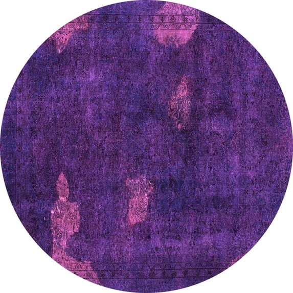 Ahgly Company Indoor Round Abstract Purple Modern Area Rugs, 4' Round