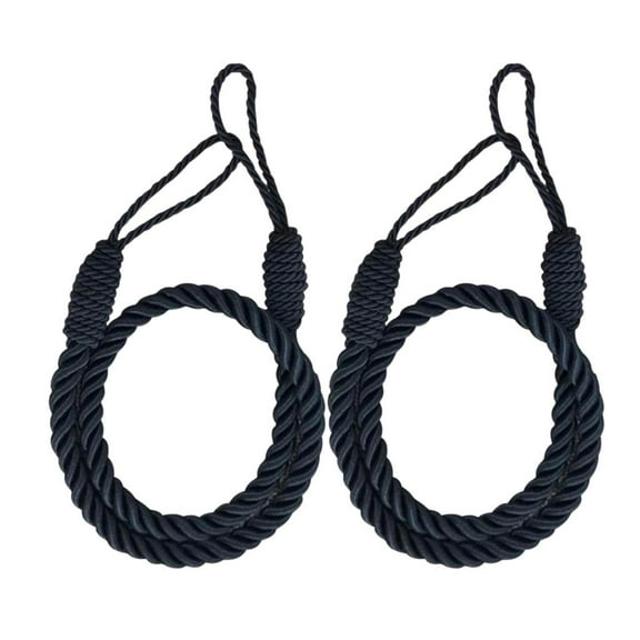 Set of 2 tiebacks, , curtains, curtains, decoration made of polyester Black