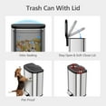 thumbnail image 2 of Stainless Steel Trash Can, 15L/13 Gallons Hands Free Garbage Can with Soft Close Lid and Foot Pedal, Metal Kitchen Waste Bin with Inner Bucket for Living Room, Office, D Shape, Silver, 2 of 8