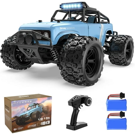 Allaugh RC Cars Remote Control Car for Boys Toys, 40 Km/h High Speed 1:18 Scale 4WD off-road Monster Truck Fast RC Trucks with LED Lights for 35+ Min Play, Blue