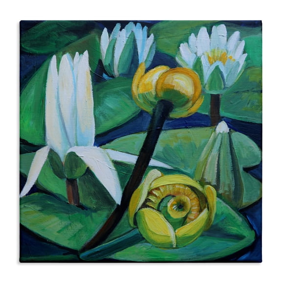Stupell Industries Contemporary Yellow & White Pond Lilies Canvas Art, 17 x 17, by Violeta Vollmer