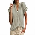 thumbnail image 3 of Womens Summer Tops Short Sleeve V Neck Simple Casual Blouse Daily All Match Daily Tops, 3 of 6