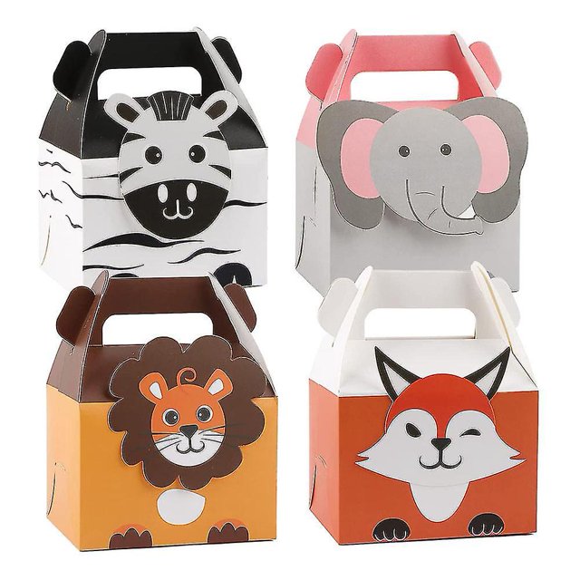 20 Piezas Bolsas De Fiesta De Animales, Bolsas De Regalo De Papel, Pequeñas Bolsas De Papel Para Fiestas Infantiles, 4 Diseños Tema De La Selva B
