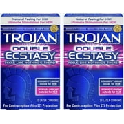 TROJAN Double Ecstasy Lubricated Latex Condoms, 10 ea (Pack of 2)