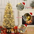 thumbnail image 5 of Artificial Christmas Tree, 4.5ft Pre-Lit Potted Snow Flocked Christmas Tree with 200 Warm White Lights, Small Holiday Xmas Tree with 4 Berries Clusters and Hinged Sections, 5 of 7