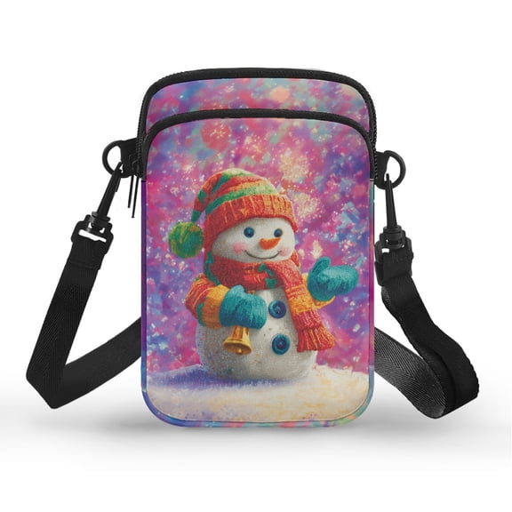 HELLHERO Snowman Bell Crossbody Sling Bags for Men, Women Adjustable Strap Crossbody Bags Polyester 2 Zippers