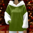 thumbnail image 2 of Women's Warm Long Sleeve Hoodie Pullover Sweatshirt Round Neck Solid Color Casual Loose Fit Fleece Lined Top for Daily Wear Winter Fashion | CSEONE,Green L, 2 of 9