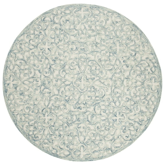 SAFAVIEH Trace Bryan Geometric Area Rug, Blue/Ivory, 4' x 4' Round