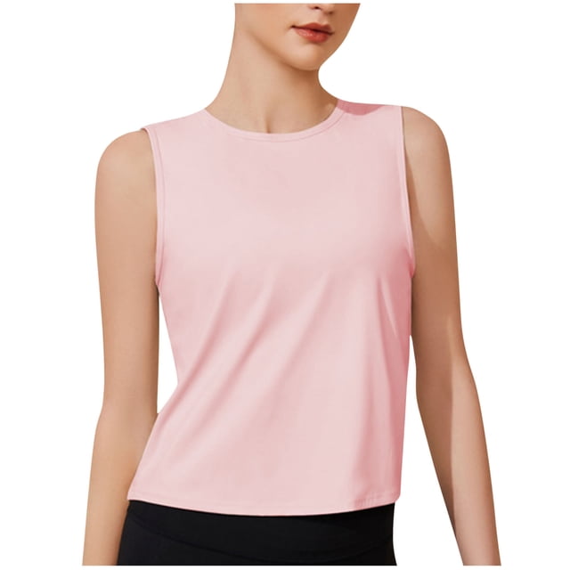 Camisole Sans Manches pour Femmes, Débardeur Uni à Col Rond, Tissu Léger et Respirant, Tricot Extensible Doux, Tenue Décontractée d'Été, Lavable en Machine