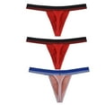 thumbnail image 2 of Botmois 3pack Men's Spandex Mini Briefs Elastic Waistband Soft Thongs Low-rise T-back Bikini Underwear Comfortable Tangas Underpants White+Red+Light Pink M, 2 of 2