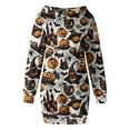 thumbnail image 4 of Women's Halloween Ghost Pumpkins Printed Hooded Sweatshirt Dress Casual Long Sleeve Pockets Loose Fit Dress, 4 of 6