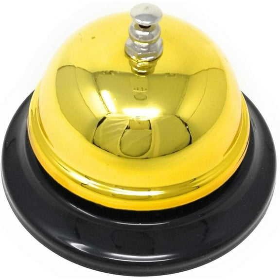 TJ Global Call Bell, 3.35 Inch Diameter, Chrome Finish, All-Metal, Desk Bell Service Bell for Hotels, Schools, Restaurants, Reception Areas, Hospitals, Customer Service, Gold 2 Bells