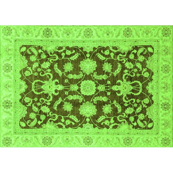 Ahgly Company Indoor Rectangle Oriental Green Traditional Area Rugs, 7' x 10'