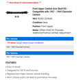 thumbnail image 2 of Front Upper Control Arm Shaft Kit - Compatible with 1967 - 1969 Chevy Camaro 1968, 2 of 2
