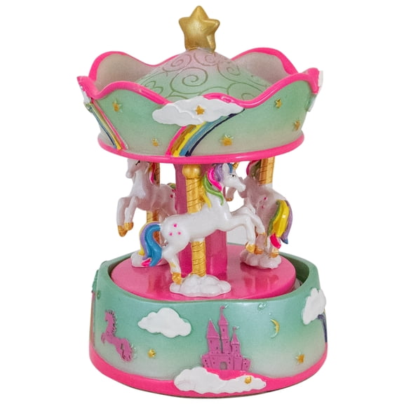 Northlight Children's Rainbow Unicorn Animated Musical Carousel - 6.5"