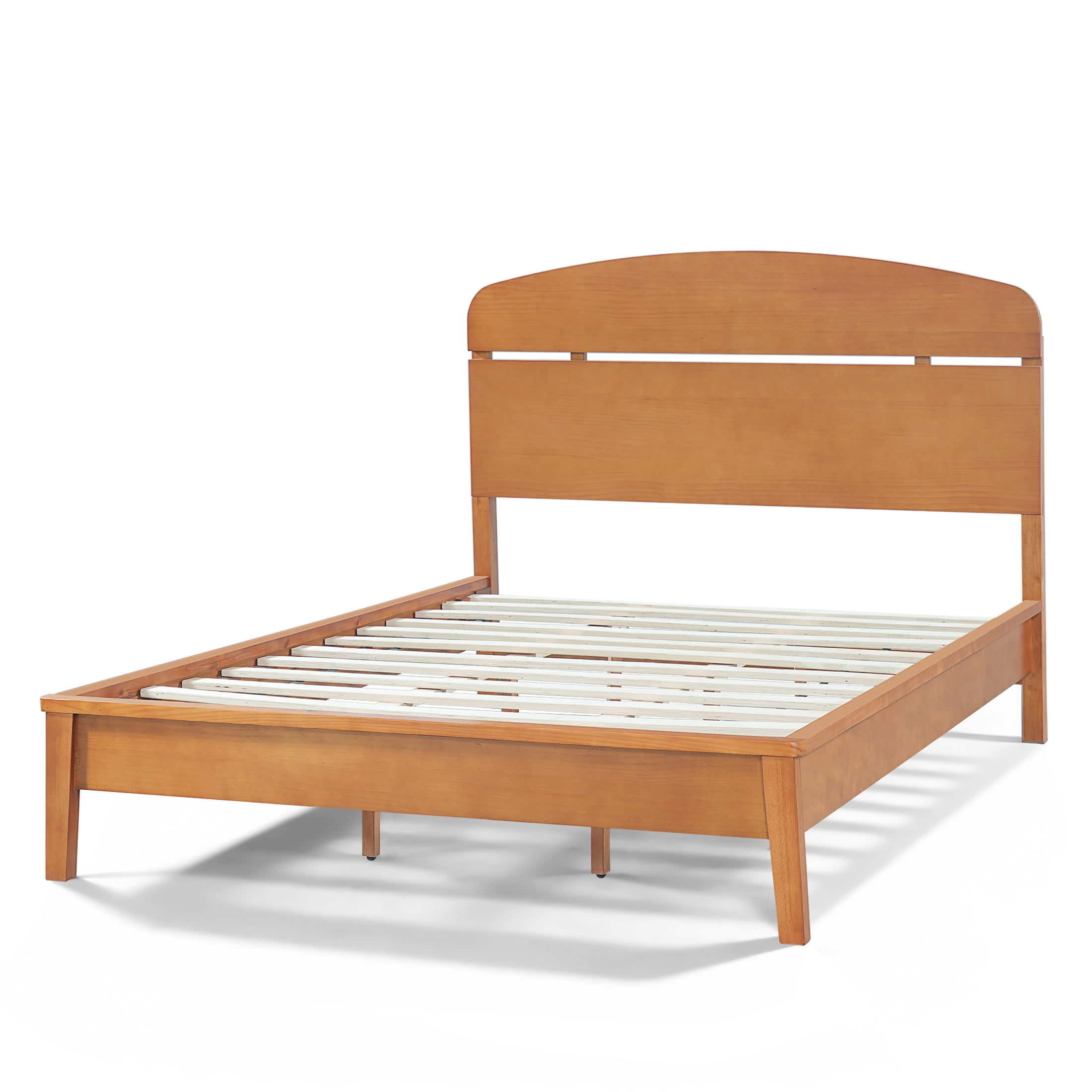 Christopher Knight Home Queen Wood Platform Bed with Curved Headboard and 2 Nightstands, Light Brown