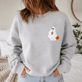 thumbnail image 4 of Halloween Shirt, Pocket Ghost Drinking Iced Coffee Sweatshirt, Cute Pumpkin Hoodie, Minimalist Spooky T-Shirt, Fall Gift for Women, 4 of 9