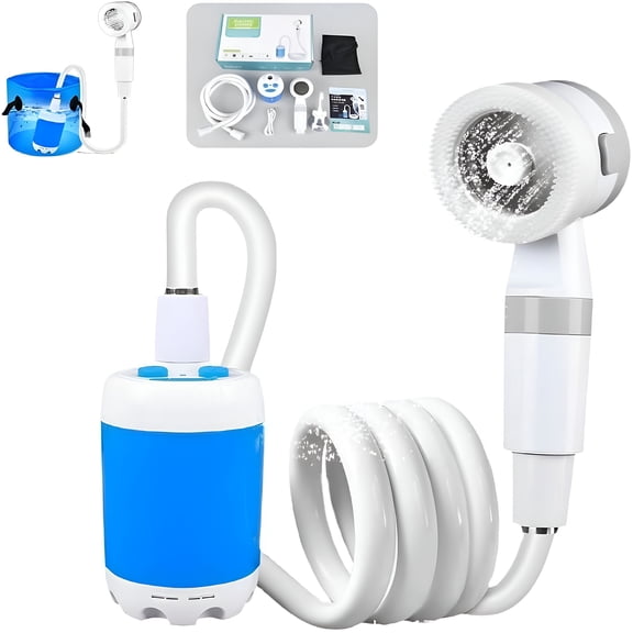 HIBIBUD Portable Camping Shower,Usb Rechargeable Camping Shower Pump with Heater,Electric Outdoor Shower Pump And Hose with Multiple Spray Modes for Camping,Hiking,Traveling