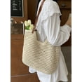 thumbnail image 2 of Large Capacity Straw Bag for Woman Versatile Seaside Vacation Female Beach Shoulder Bag Hand Woven Commuter Tote Handbags, 2 of 6