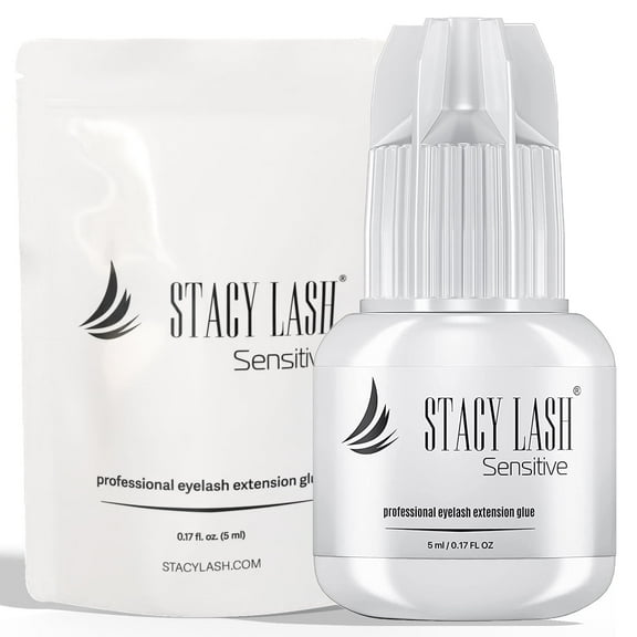 Stacy Lash Sensitive Eyelash Extension Glue (0.17fl.oz/5ml) / Black Cyanoacrylate Adhesive for Individual Eyelash Extensions/ Low Fumes / Professional Use Only