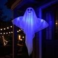 thumbnail image 4 of SLYNSHome Light Up Hanging Ghost Ornament, White Gauze Glowing Ghost Decor, Spooky Hanging Prop For Front Door Yard Porch Indoor Outdoor Halloween Holiday Party Decoration, 4 of 7